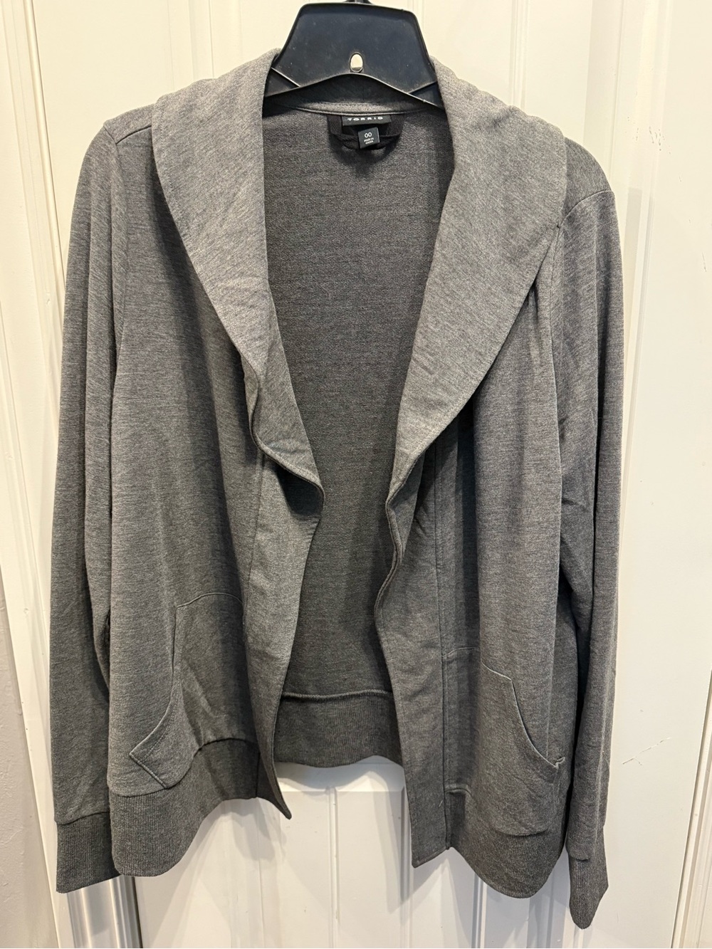 torrid Gray Open-Front Hooded Cardigan Blazer